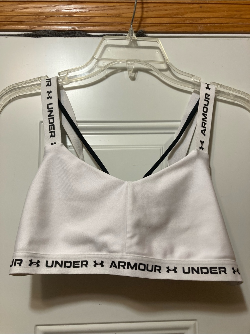 Under Armour White Sports Bra with Black Strap Accents M